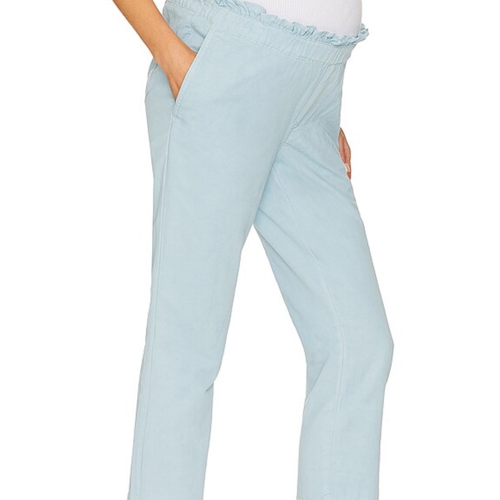 Hatch Light Blue Ruffle Waist Maternity Pants